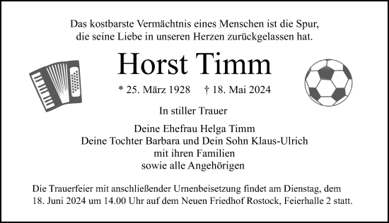 Traueranzeige von Horst Timm 