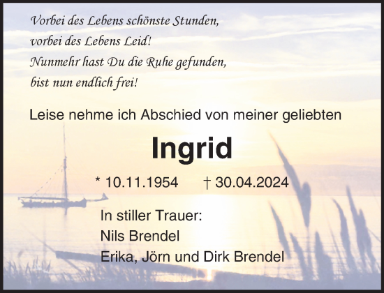Traueranzeige von Ingrid  