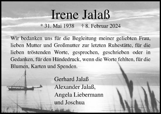Traueranzeige von Irene Jalaß 