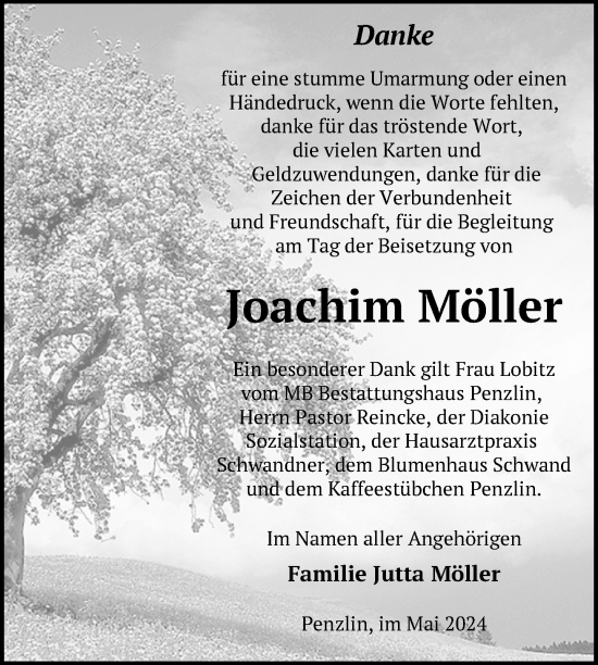 Traueranzeige von Joachim Möller von Nordkurier Neubrandenburger Zeitung