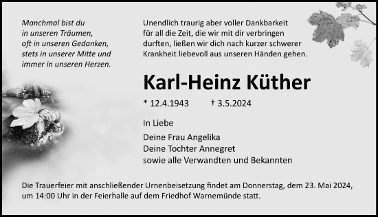 Traueranzeige von Karl-Heinz Küther 