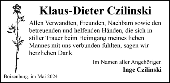 Traueranzeige von Klaus-Dieter Czilinski 