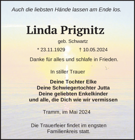 Traueranzeige von Linda Prignitz 