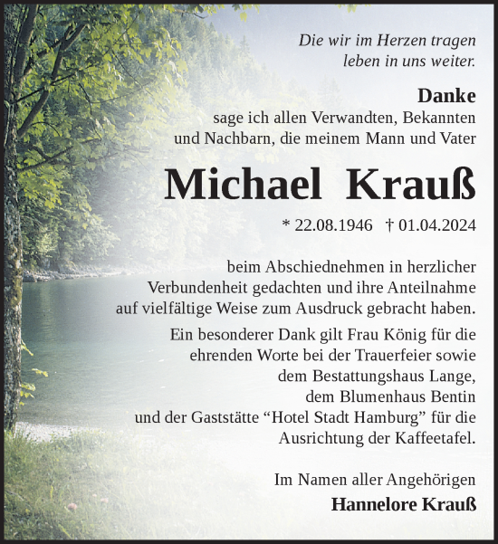 Traueranzeige von Michael Krauß 