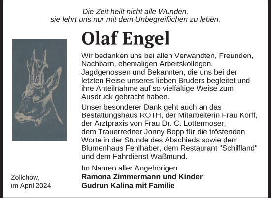 Traueranzeige von Olaf Engel von Uckermark Kurier Prenzlauer Zeitung