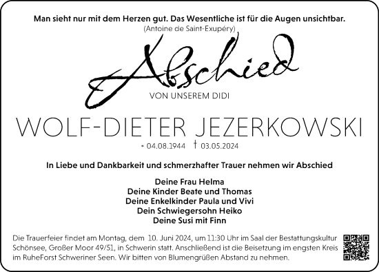 Traueranzeige von Wolf-Dieter Jezerkowski 