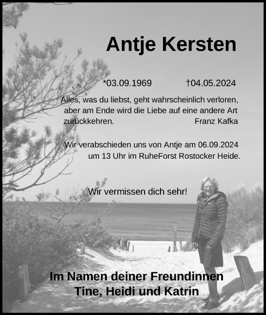 Traueranzeige von Antje Kersten 