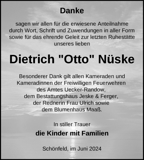 Traueranzeige von Dietrich Nüske von Uckermark Kurier Prenzlauer Zeitung