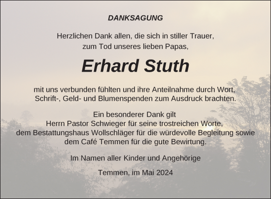 Traueranzeige von Erhard Stuth von Uckermark Kurier Templiner Zeitung