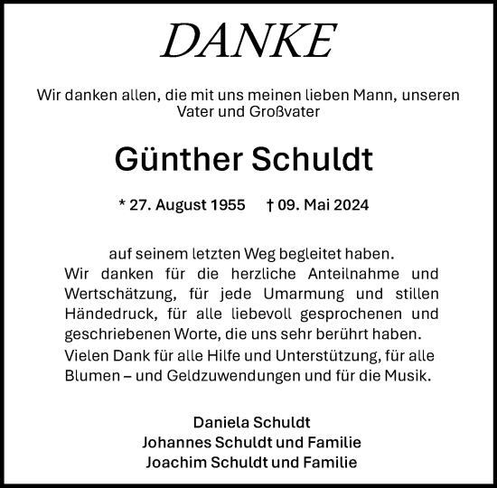 Traueranzeige von Günther Schuldt 