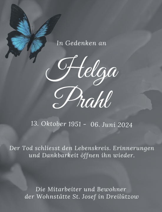 Traueranzeige von Helga Prahl von Hagenower Kreisblatt