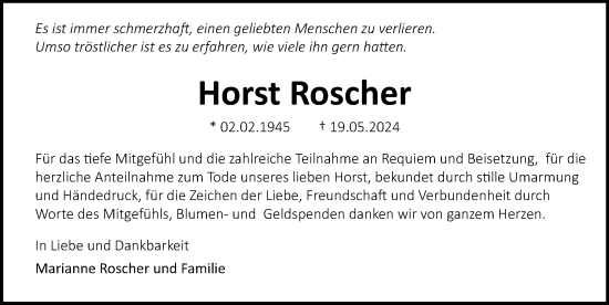 Traueranzeige von Horst Roscher von Norddeutsche Neueste Nachrichten