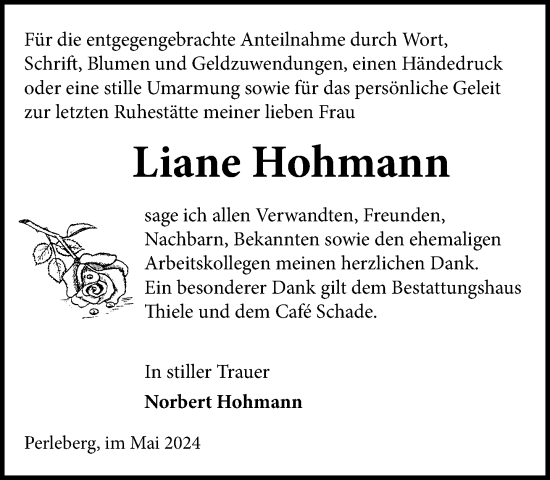 Traueranzeige von Liane Hohmann 