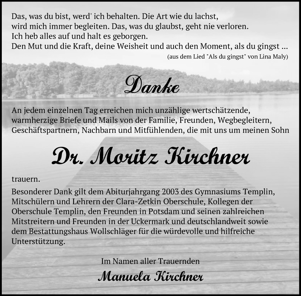  Traueranzeige für Moritz Kirchner vom 08.06.2024 aus 