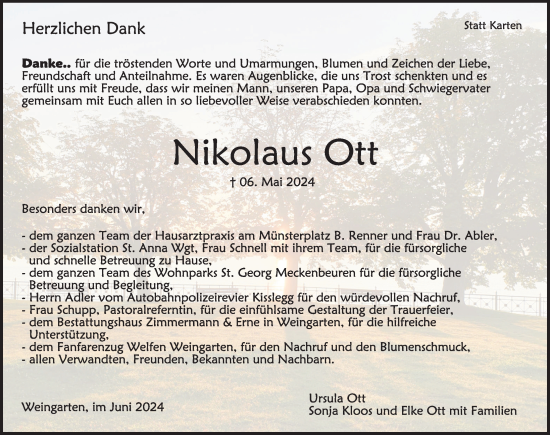 Traueranzeige von Nikolaus Ott 