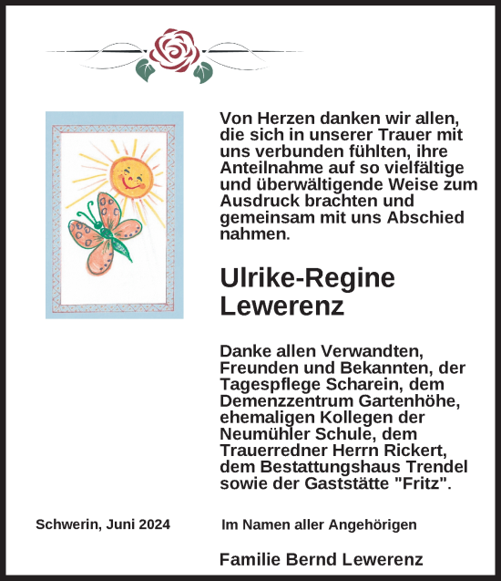 Traueranzeige von Ulrike-Regine Lewerenz 