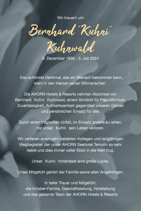 Traueranzeige von Bernhard Kuhnwald von Uckermark Kurier Templiner Zeitung