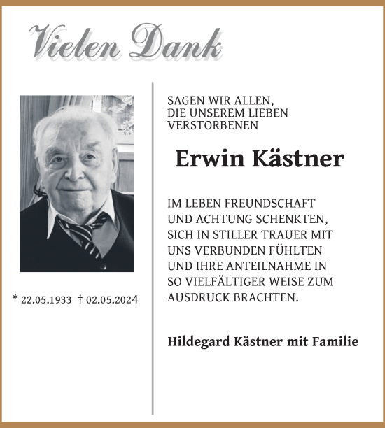 Traueranzeige von Erwin Kästner von Uckermark Kurier Prenzlauer Zeitung