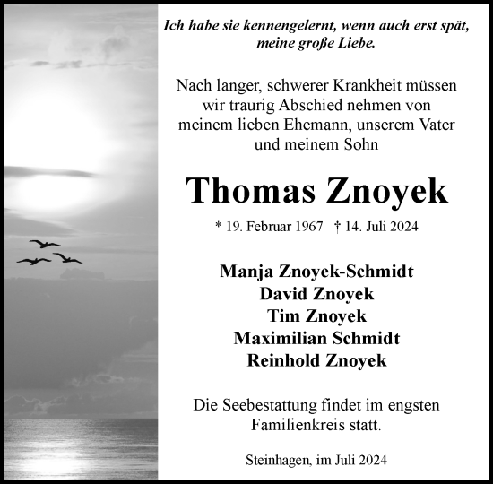 Traueranzeige von Thomas Znoyek von Güstrow und Bützow