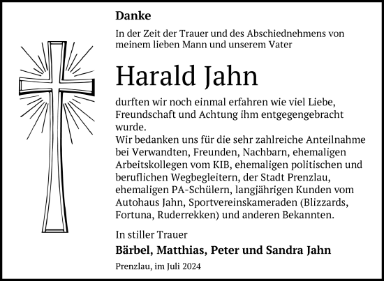 Traueranzeige von Harald Jahn von Uckermark Kurier Prenzlauer Zeitung