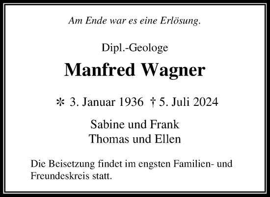 Traueranzeige von Manfred Wagner von Uckermark Kurier Templiner Zeitung