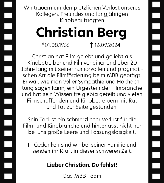 Traueranzeige von Christian Berg von Uckermark Kurier Prenzlauer Zeitung