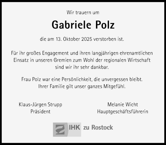 Traueranzeige von Gabriele Polz von Norddeutsche Neueste Nachrichten