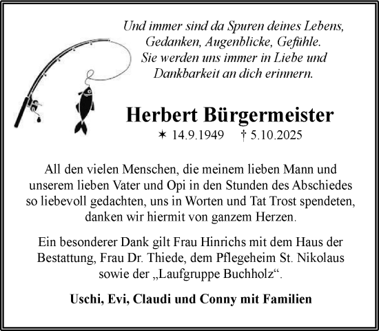 Traueranzeige von Herbert Bürgermeister von Parchim und Lübz