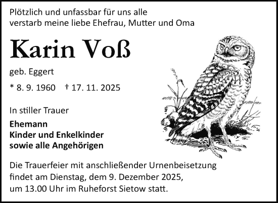 Traueranzeige von Karin Voß von Nordkurier Neubrandenburger Zeitung