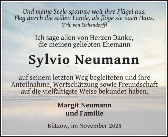 Traueranzeige von Sylvio Neumann von Güstrow und Bützow