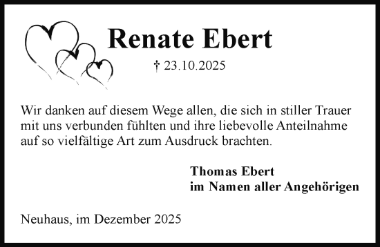 Traueranzeige von Renate Ebert von Hagenower Kreisblatt