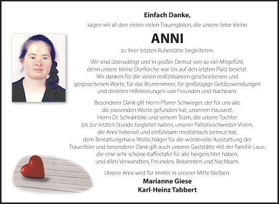 Traueranzeige von Anni  von Uckermark Kurier Templiner Zeitung