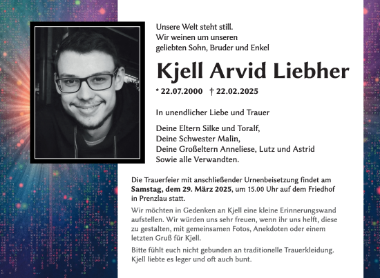 Traueranzeige von Kjell Arvid Liebher von Uckermark Kurier Prenzlauer Zeitung