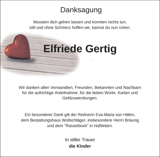 Traueranzeige von Elfriede Gertig von Uckermark Kurier Templiner Zeitung