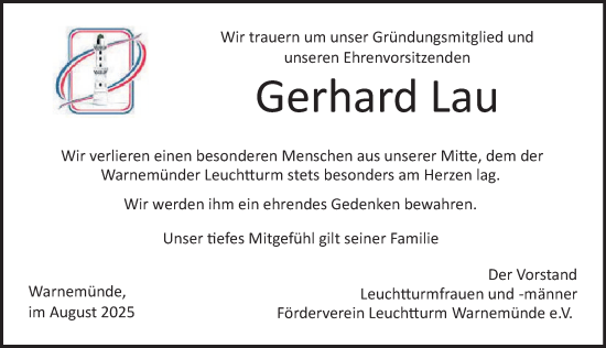 Traueranzeige von Gerhard Lau von Norddeutsche Neueste Nachrichten