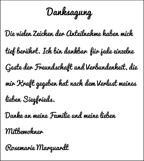Traueranzeige von Siegfried Marquardt von Uckermark Kurier Prenzlauer Zeitung