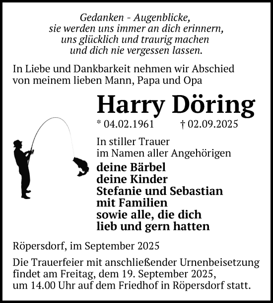 Traueranzeige von Harry Döring von Uckermark Kurier Prenzlauer Zeitung