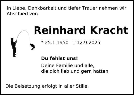 Traueranzeige von Reinhard Kracht von Güstrow und Bützow