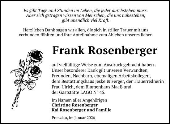 Traueranzeige von Frank Rosenberger von Uckermark Kurier Prenzlauer Zeitung