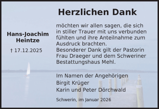 Traueranzeige von Hans-Joachim Heintze von Zeitung für die Landeshauptstadt