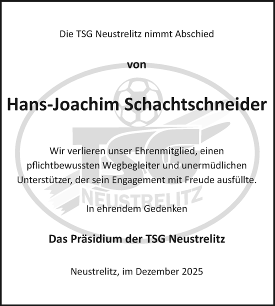 Traueranzeige von Hans-Joachim Schachtschneider 