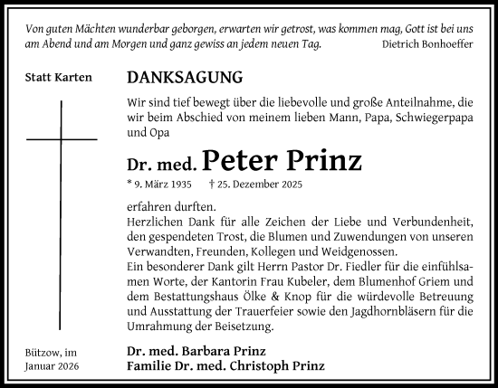 Traueranzeige von Peter Prinz von Güstrow und Bützow