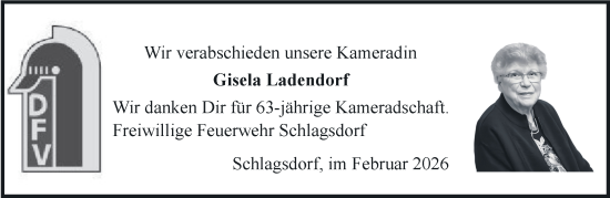 Traueranzeige von Gisela Ladendorf von Gadebusch - Rehnaer Zeitung