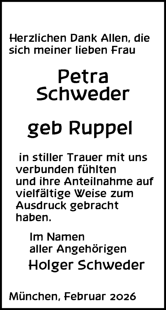 Traueranzeige von Petra Schweder von Güstrow und Bützow, Zeitung für die Landeshauptstadt